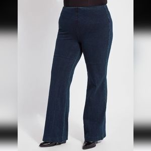 Lysse smooth waist band wide leg pull-on jeans size L Short. No tags.
